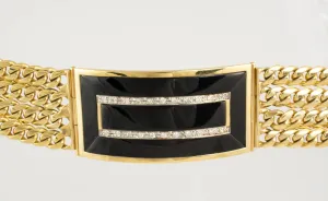 14 Kt Gold ID Diamond & Onyx Men's Bracelet