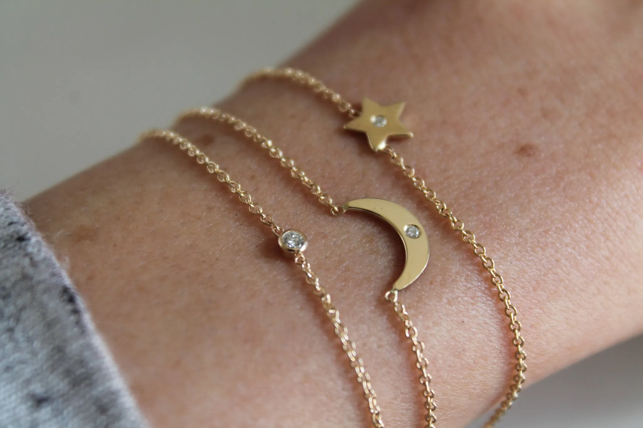 14K MOON WITH DIAMOND BRACELET