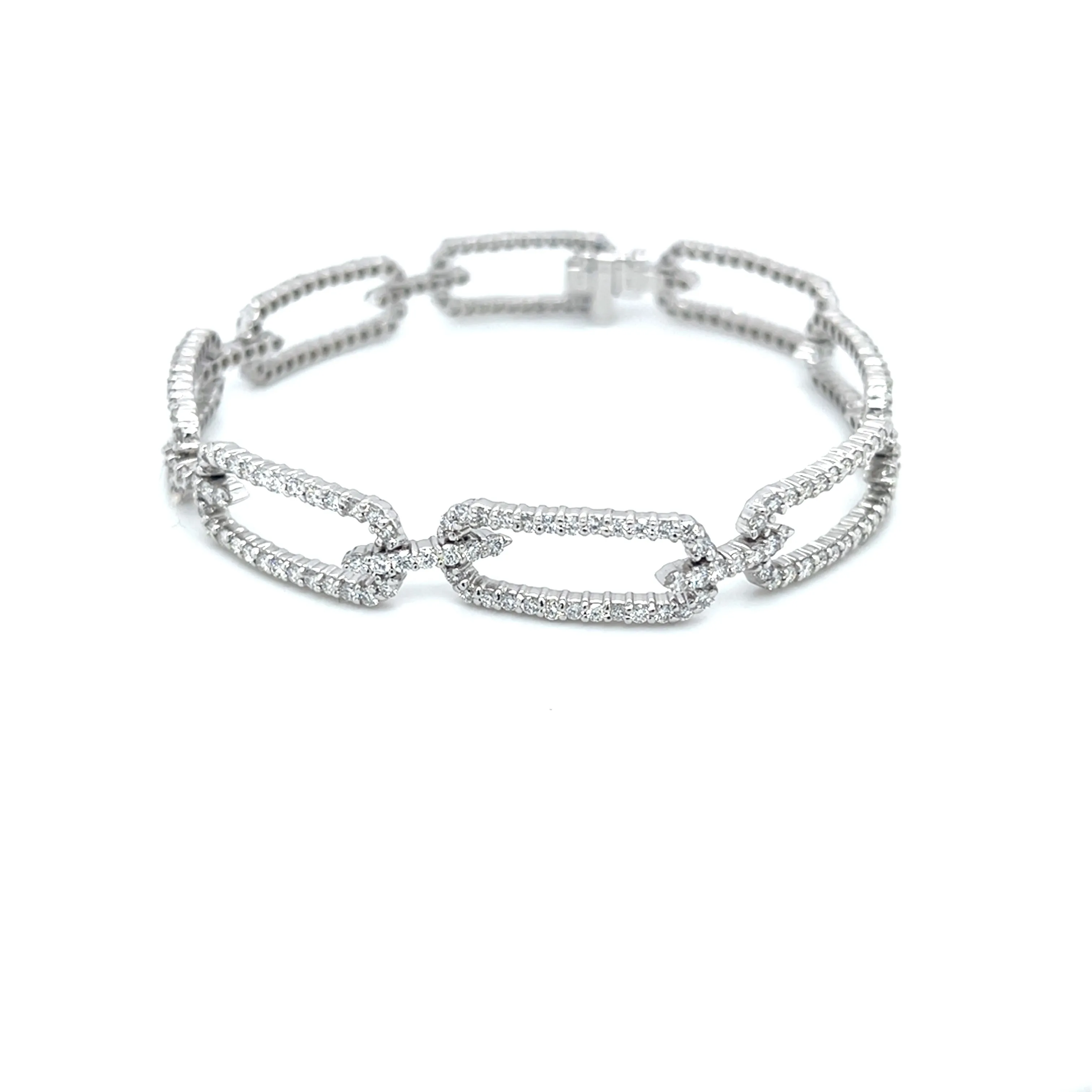 18k White Gold 3.75ctw Pave Diamond Open Link Bracelet
