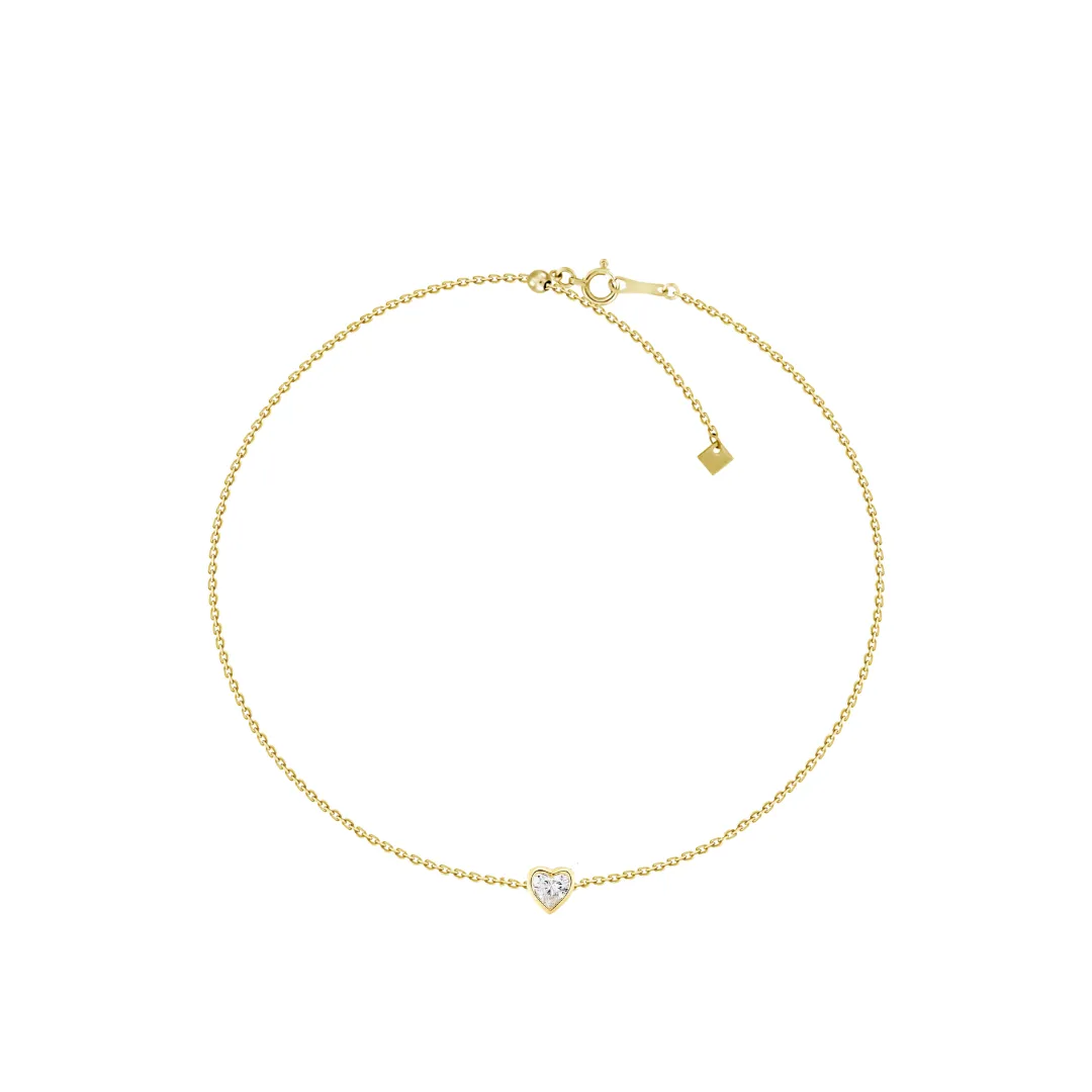 Adjustable Bezel Diamond Heart Bracelet