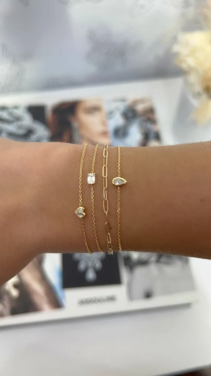 Adjustable Bezel Diamond Heart Bracelet