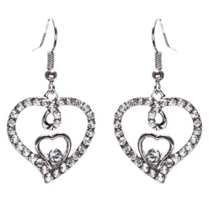 Adorable Valentine Theme Fashion Crystal Rhinestone Heart Earrings E908 Silver