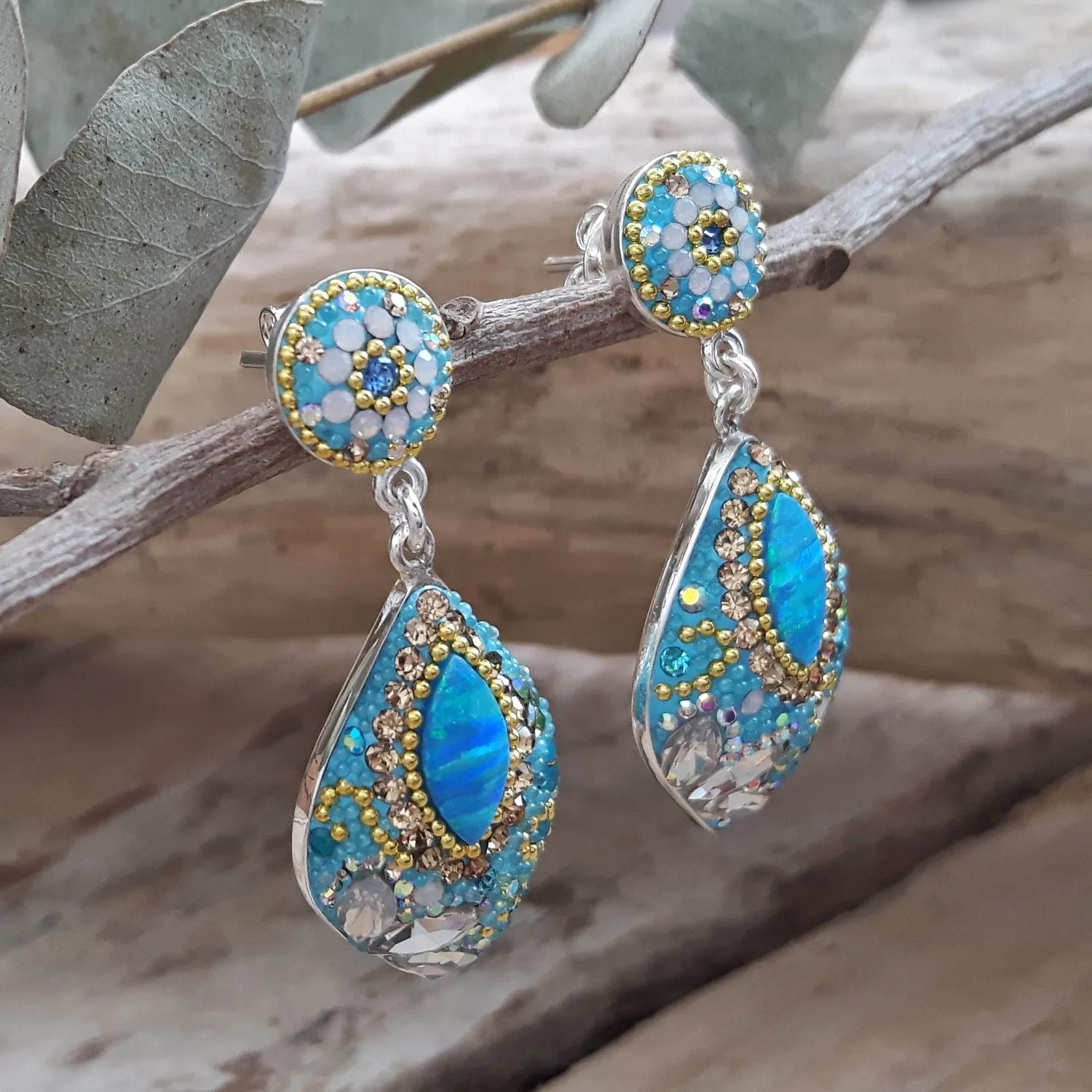 Allegra Double Daisy Dream TQ Drop Earrings