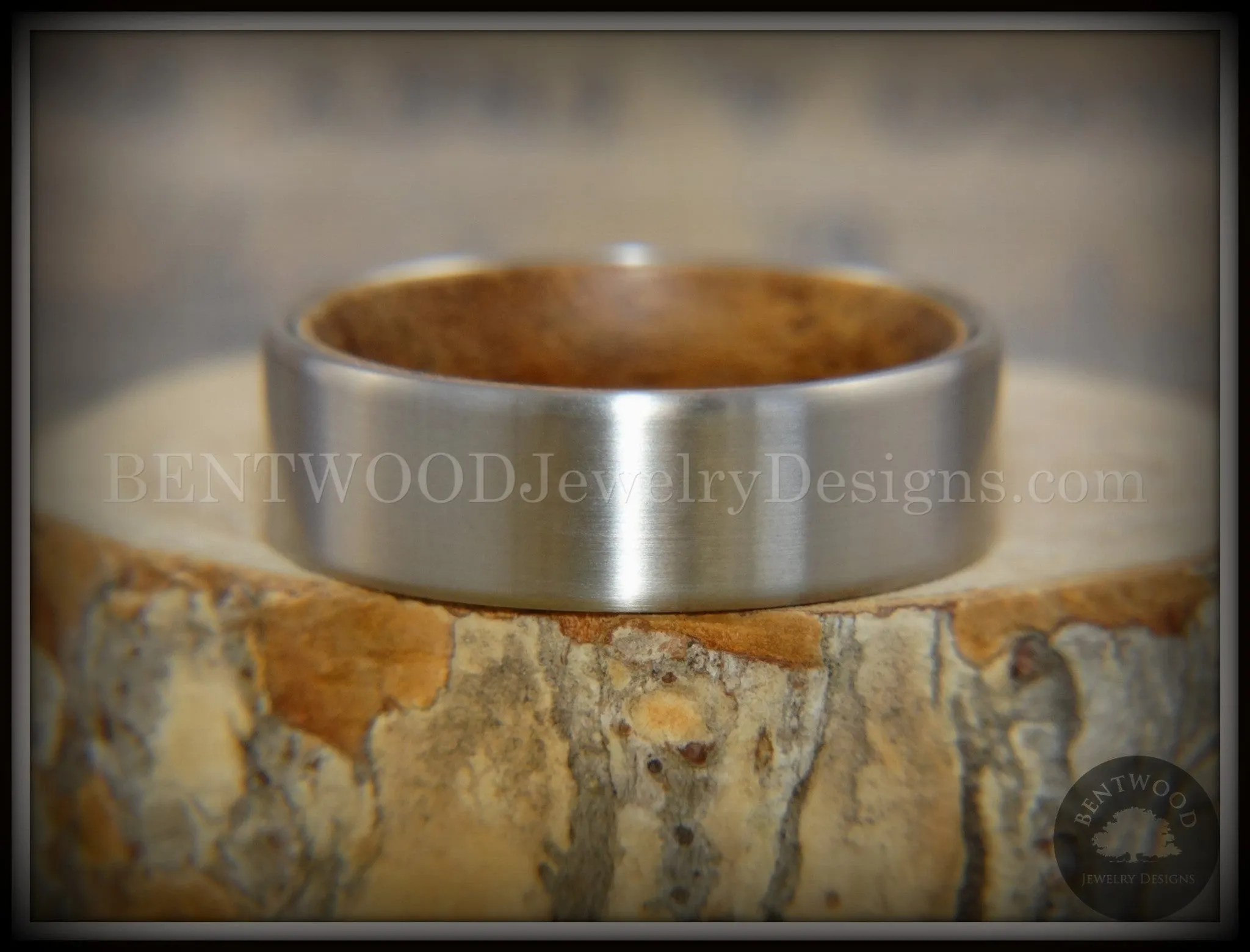 Bentwood Ring Koa Core Ring and Surgical Grade Hypo-Allergenic Stainless Steel Exterior