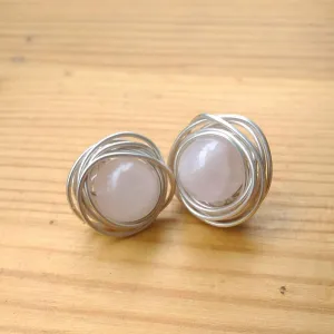 Bridesmaid gift. Silver earrings set (2 to 8 pair). Bridesmaid earrings set. Wedding jewelry. Rose quartz earrings. Bridesmaid earrings
