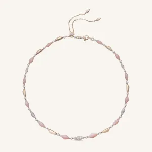 Decò necklace with pink opals and white diamonds