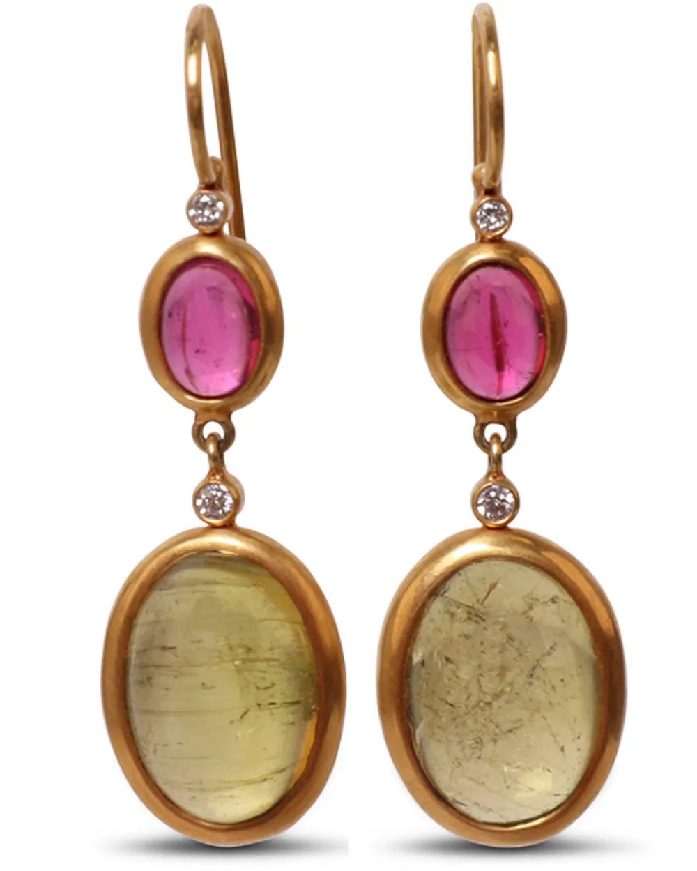 Diamond and Rubelite Drop Earrings
