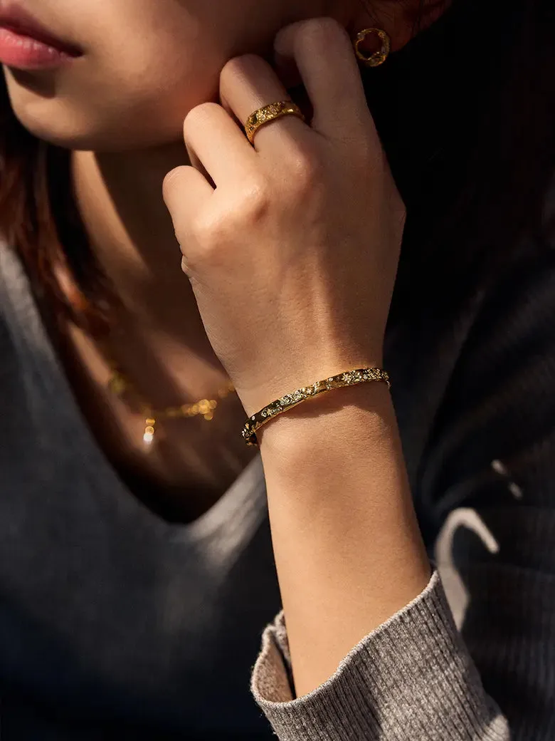 Diamond Starlit Textured Bangle