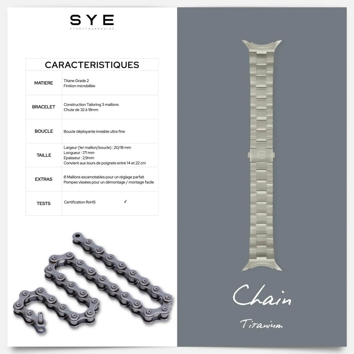 Fastback Chain bracelet [Titanium]