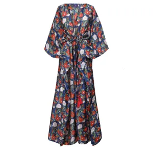 Fuji Floral Chanderi Silk Maxi Kaftan Dress Store Credit