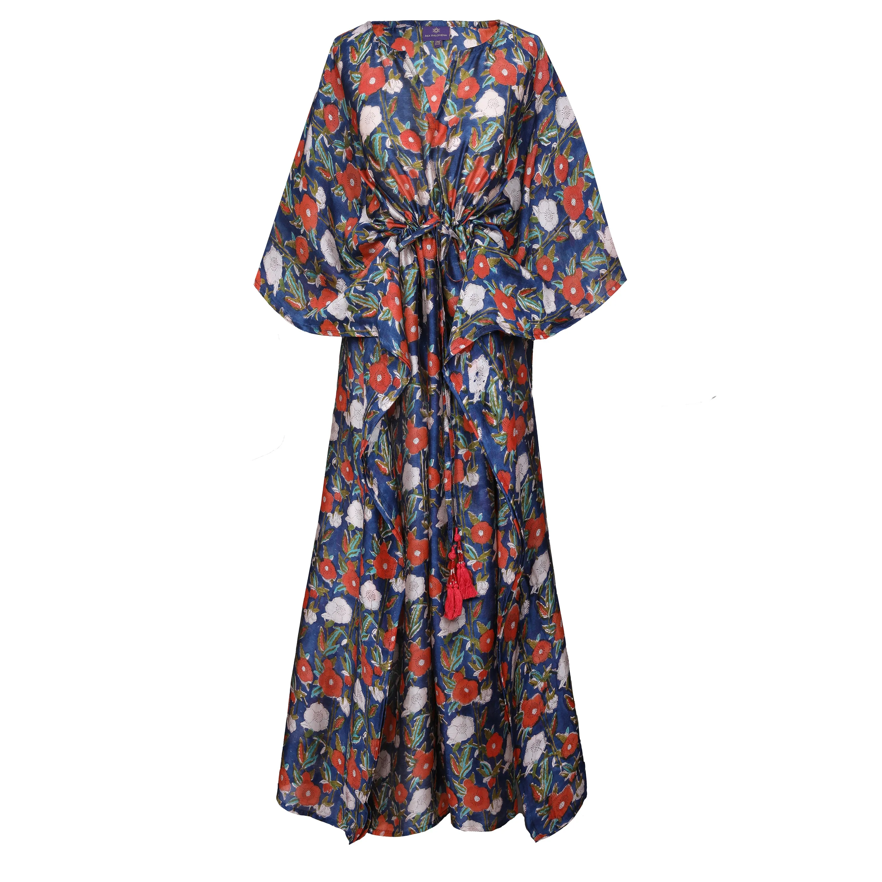 Fuji Floral Chanderi Silk Maxi Kaftan Dress Store Credit