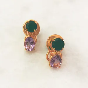 Green Agate & Amethyst Separates Earrings