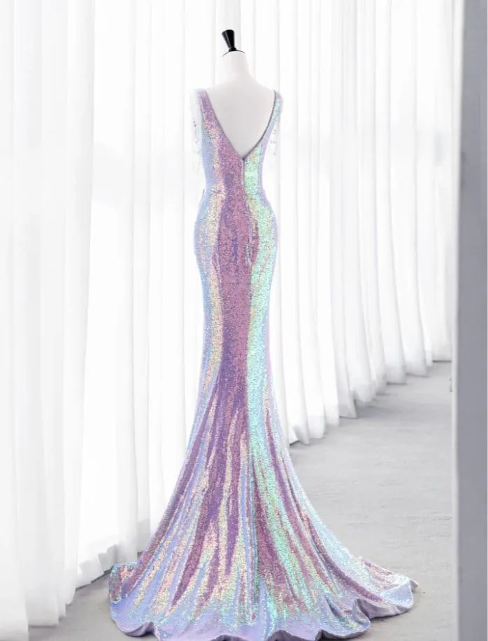 Luxurious Shiny Long Sequin Prom Dress P1714