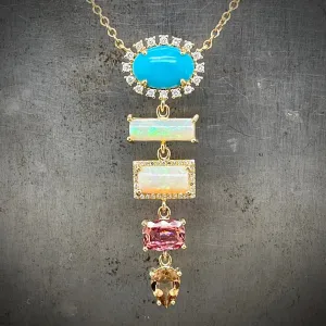 Multicolored Gemstone and Diamond Necklace