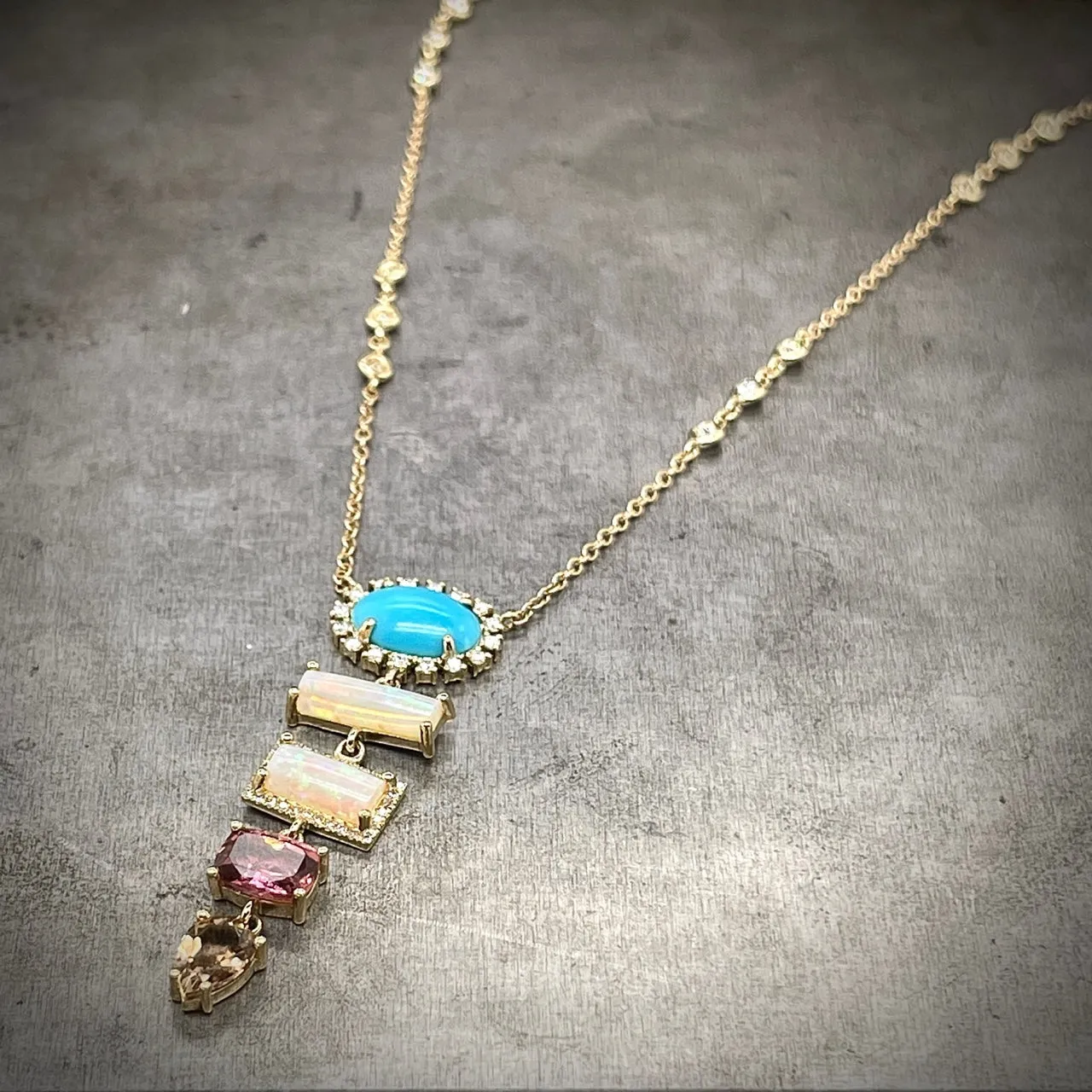 Multicolored Gemstone and Diamond Necklace