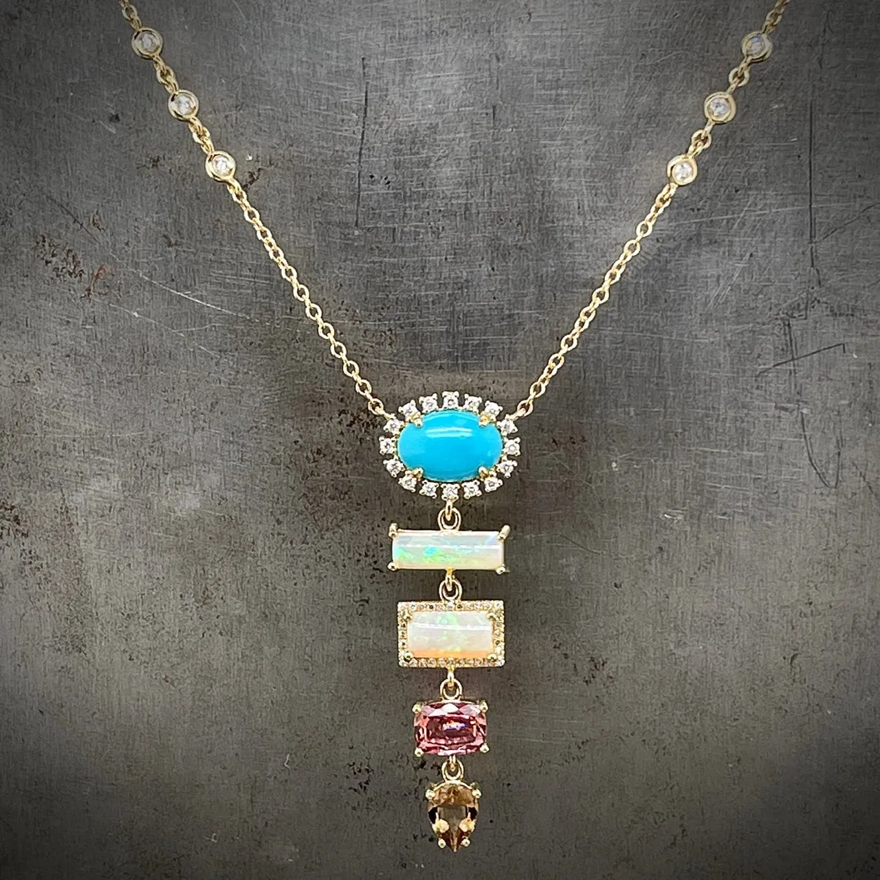 Multicolored Gemstone and Diamond Necklace