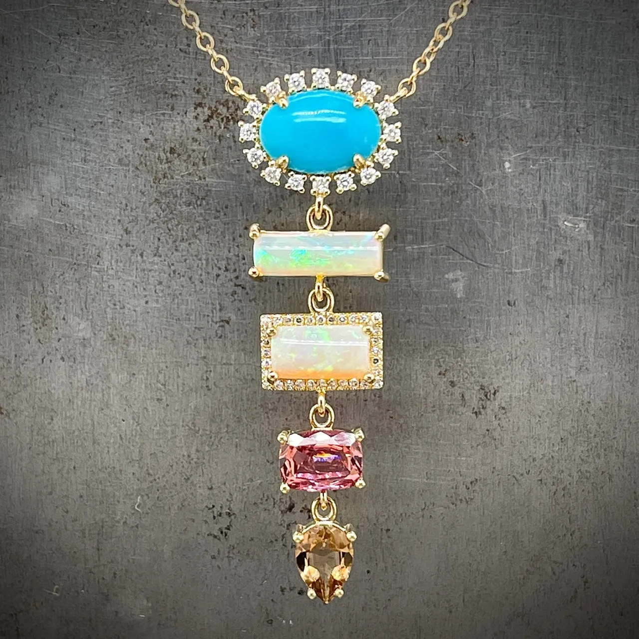 Multicolored Gemstone and Diamond Necklace