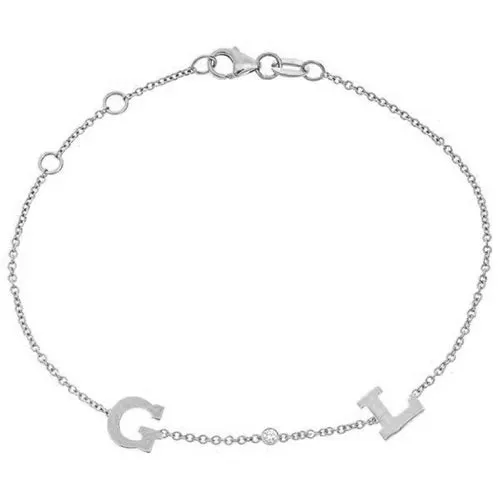 Personalized 14k Mini 2 Initial & Diamond Bracelet - BM112D