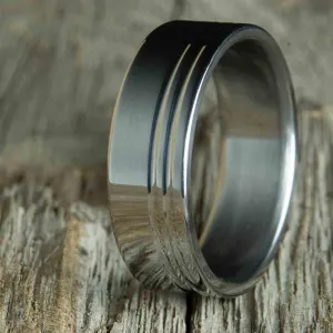 Pheonix- polished Titanium wedding ring custom grooves