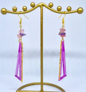 Purple and Pink Skinny Triangle Earrings