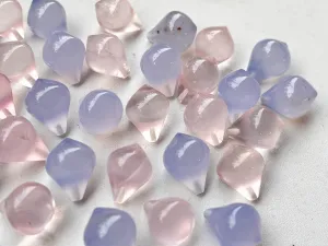Rose Quartz and Lavender Chalcedony Slanted Shape Half Drill Drops
