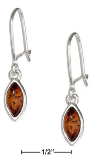 Sterling Silver Marquise Honey Amber Dangle Earrings