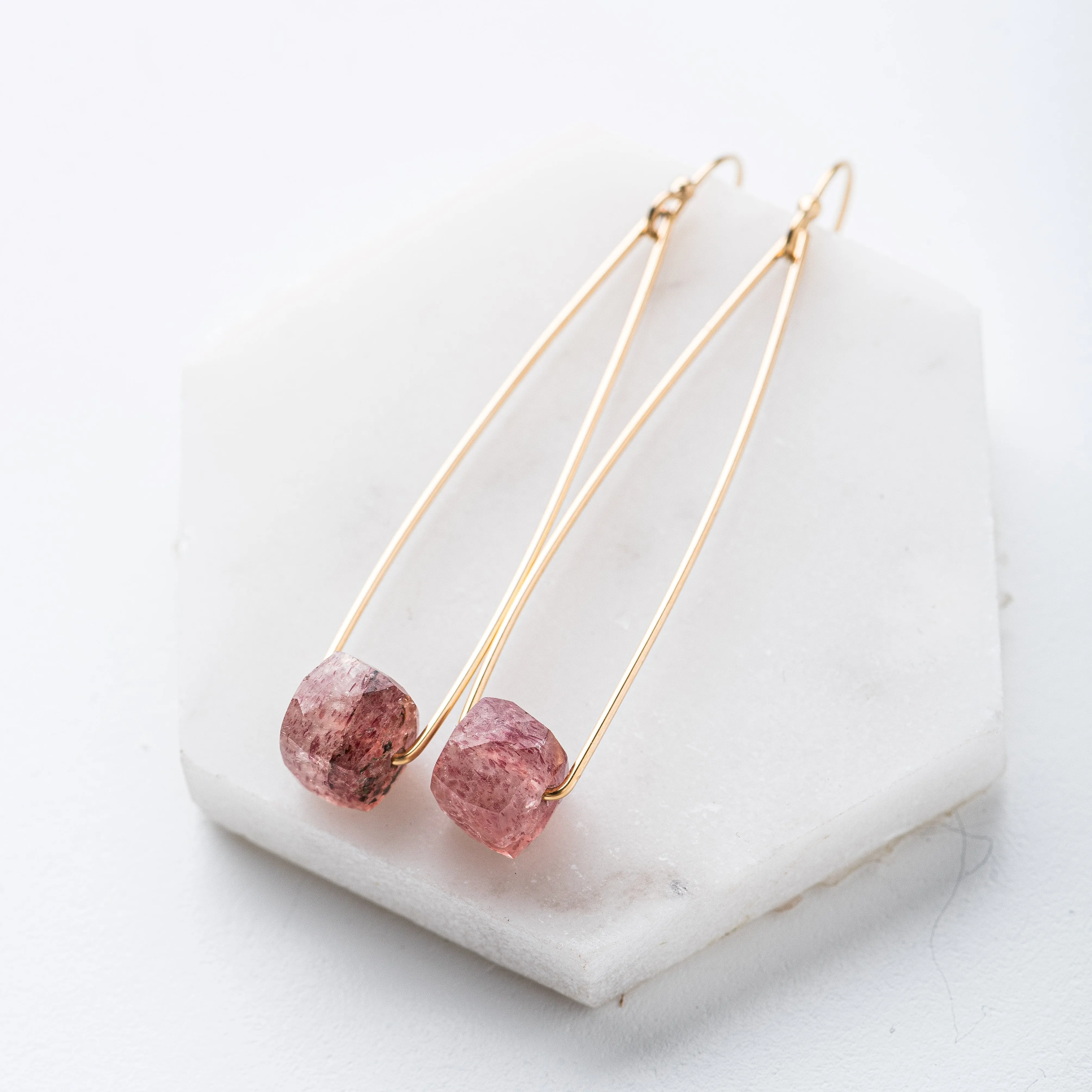 Strawberry Quartz Cubist Earrings