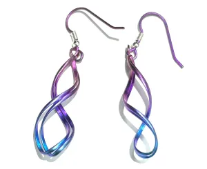 Titanium Pink And Purple Double infinity Drop Earrings