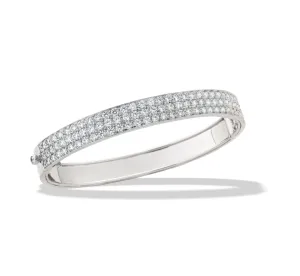 Wide Pavé Diamond Hinged Bangle Bracelet