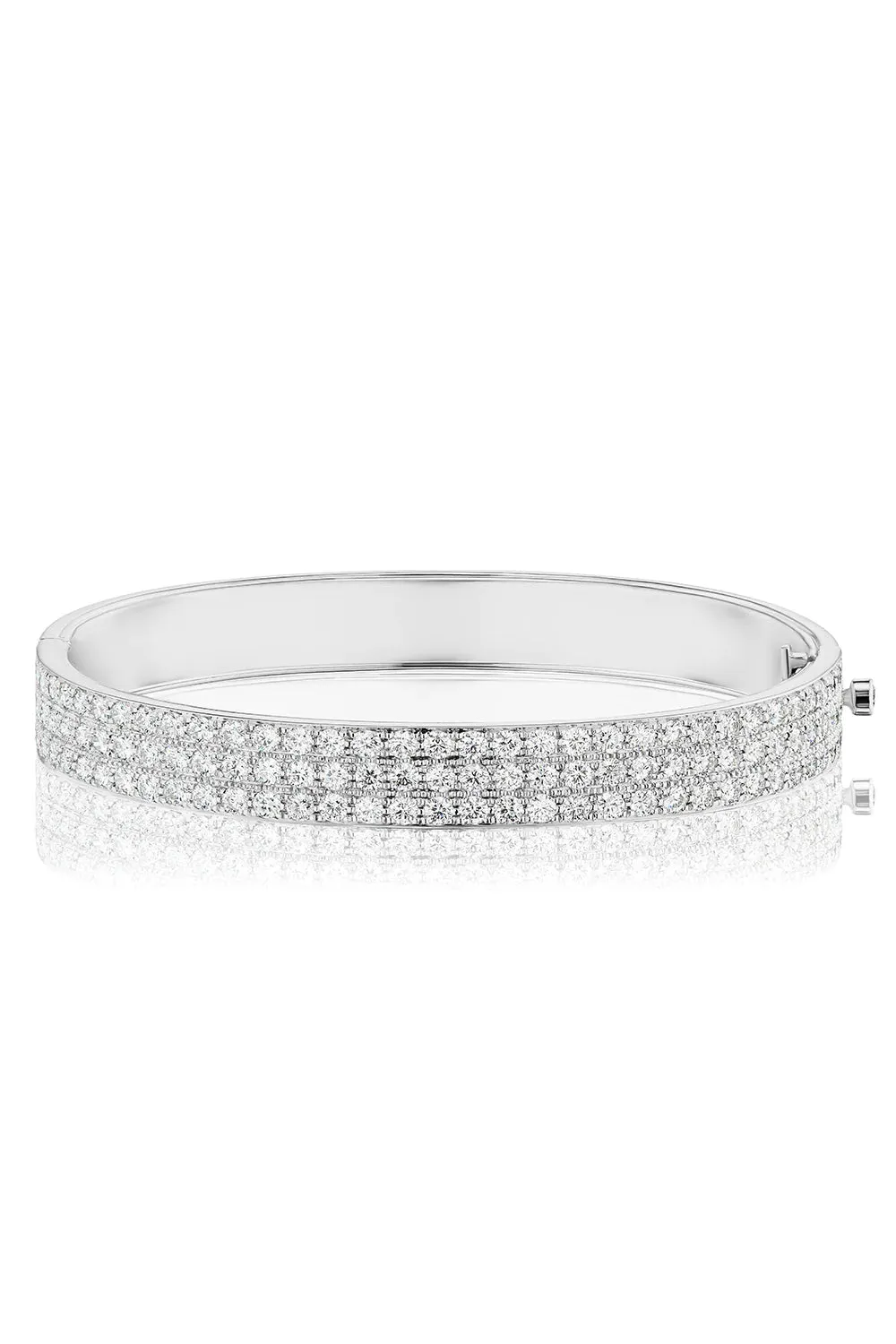 Wide Pavé Diamond Hinged Bangle Bracelet